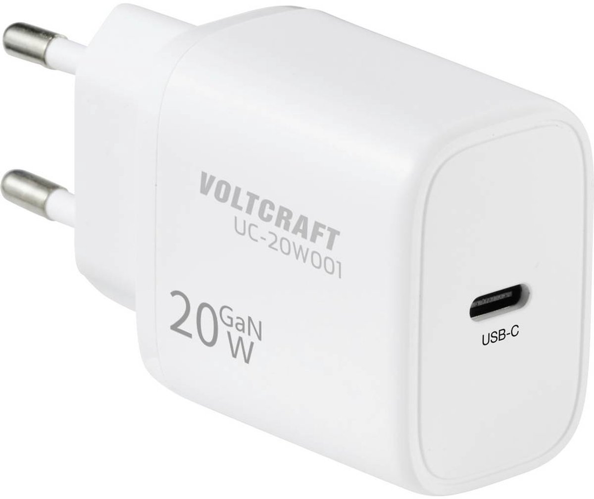 VOLTCRAFT UC-20W001 USB-oplader 20 W 1x USB-C Fast Charge, USB PD 3.0 Wit GaN