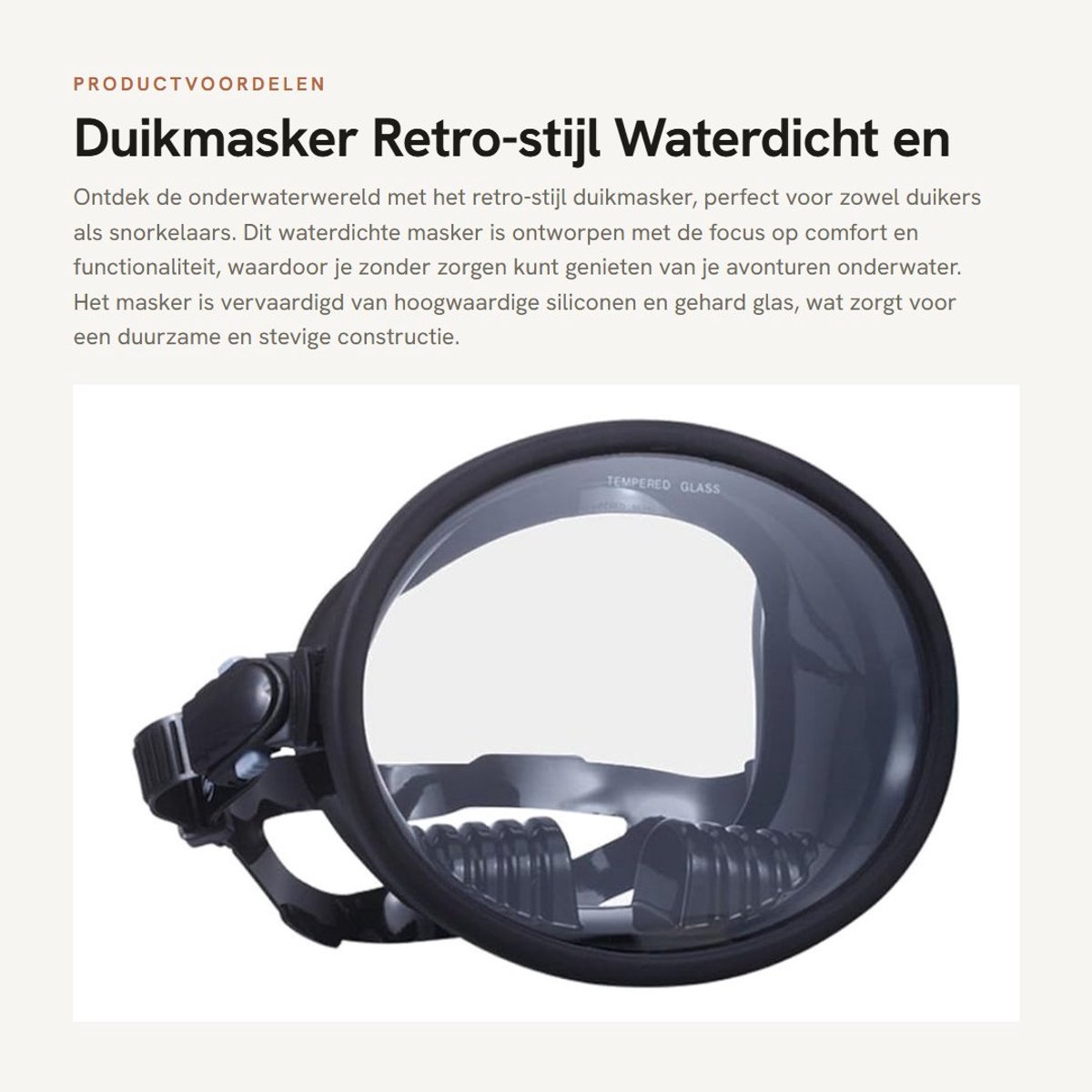 Dailygoods- Duikmasker Waterdicht - Anti-mist - Siliconen/Gehard Glas - Ergonomisch Ontwerp - Breder Panoramisch Zicht - 15,5 x 13 cm - Snorkelmasker