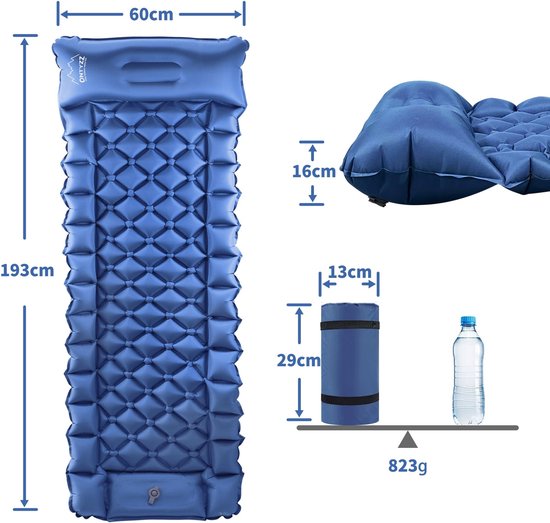 Dailygoods- Slaapmat Zelfopblazend - Ultralicht - Draagbaar - Anti-ripstop - Verdikte Slaapmat - Inclusief Kussen en Voetpomp - Luchtmatras van Dailygoods — afbeelding 5