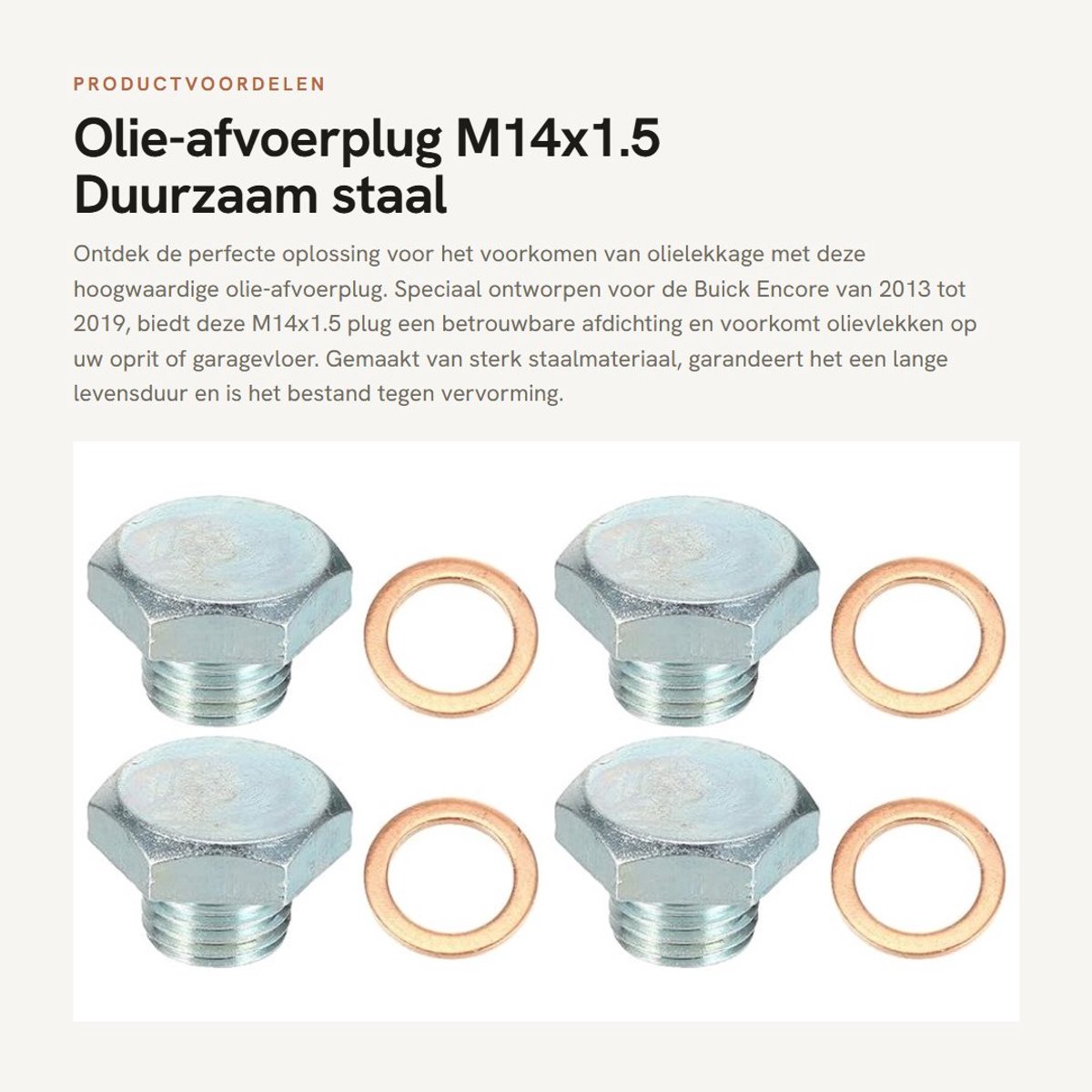 Dailygoods- Olieaflaatplug M14x1.5 - Set van 4 - Staal - Zilverkleurig - OE Nummer 94027565 - Afmeting 16x24mm - Aflaatplug