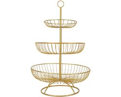 Dailygoods - 3-Tier Metalen Fruitmand, Fruitschaal Groente Opslag Mand Fruit Display Opslag Stand Fruit Houder voor Keuken Countertop en Hang(Goud)