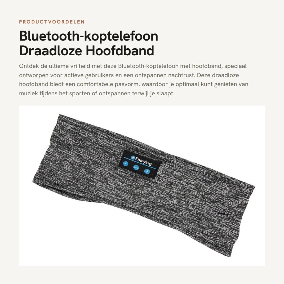 Dailygoods - Bluetooth-koptelefoon - Draadloze Hoofdband - Ultradunne HD-stereoluidspreker - Ideaal voor Sporten - Comfortabel en Handig voor Slaap -...