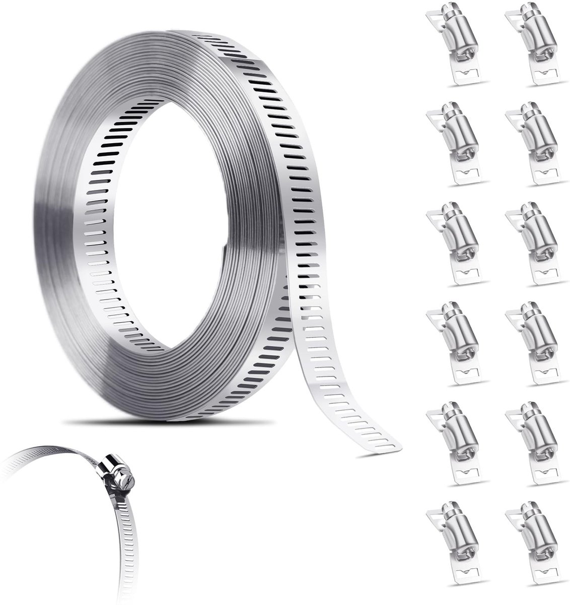 Allecto - Slangenklemmen - 5 m Slangenklem Set - 12 Stuks - voor Diy