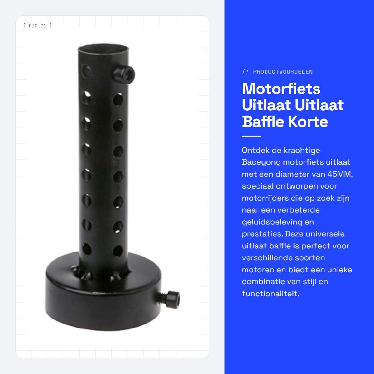 Dailygoods- Uitlaat Universeel - 45MM - Korte Silencer - DB Killer - Motorfiets - Zwart