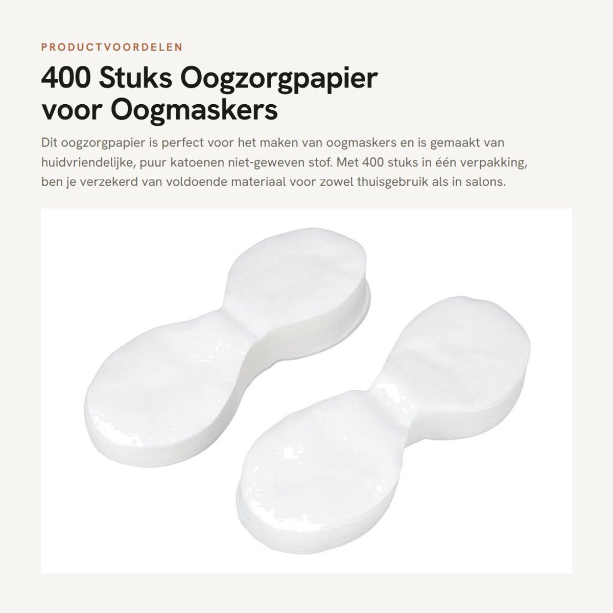 Dailygoods- Oogzorgpapier 400 Stuks - Huidvriendelijk - Hydraterend - Nat Kompres - Katoenen Niet-Geweven Stof - Wetenschappelijk Gesneden - Oogmasker
