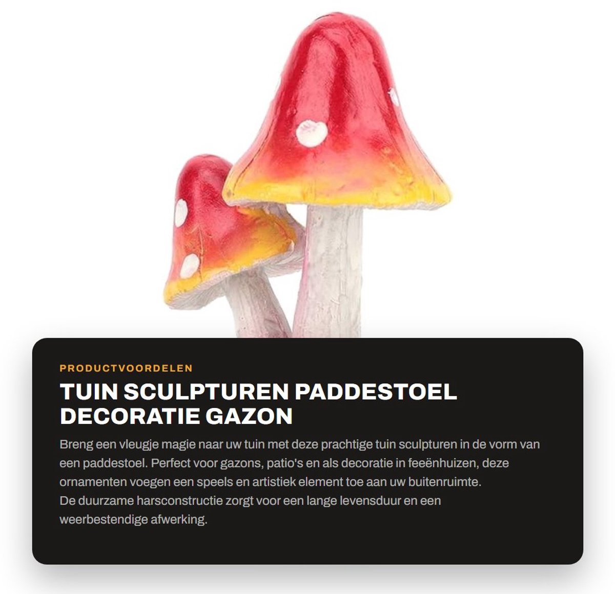 Dailygoods- Tuinsculptuur Paddestoel - Tuinbeelden voor Buiten - Tuindecoratie - Gazon Ornament - Handgemaakt - Decoratie voor Patio