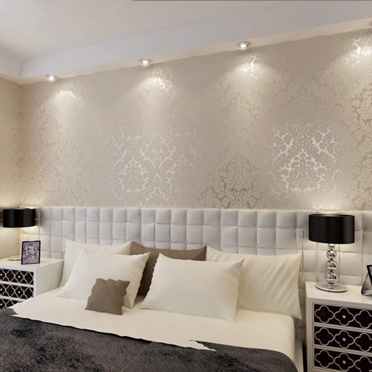 Dailygoods- Behang Luxe PVC - Europees Damastlook - Vintage Behang - Woonkamer/Slaapkamer - 0,53 m x 10 m - Microbenremmend - Muurdecoratie