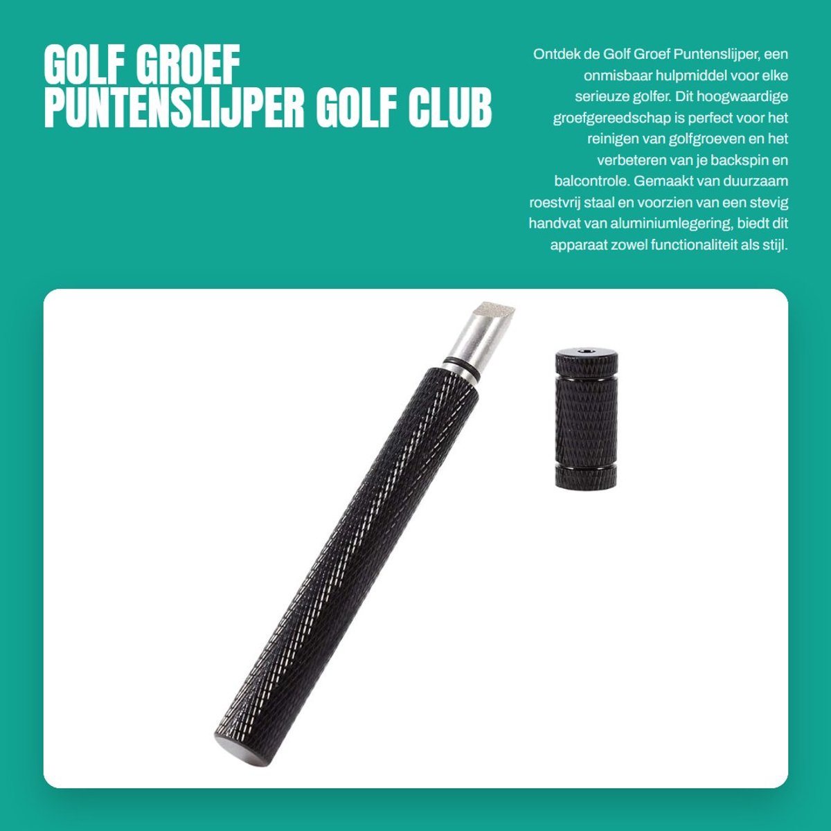 Dailygoods- Groefslijper Roestvrij Staal - Golfclub Groef Cleaner - Verbetering Backspin - Lichtgewicht - Handvat Aluminiumlegering - Praktisch Ontwerp - Golfclubreiniger