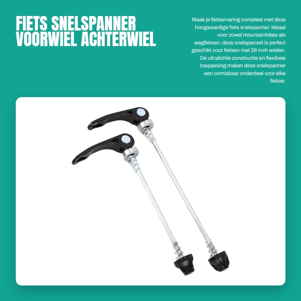 Dailygoods- Snelspanner - Voorwiel/Achterwiel - Zadelpenklem - Ultralicht - MTB - Hoogwaardige IJzer-Aluminiumlegering - Eenvoudig te Bedienen - Fietsas