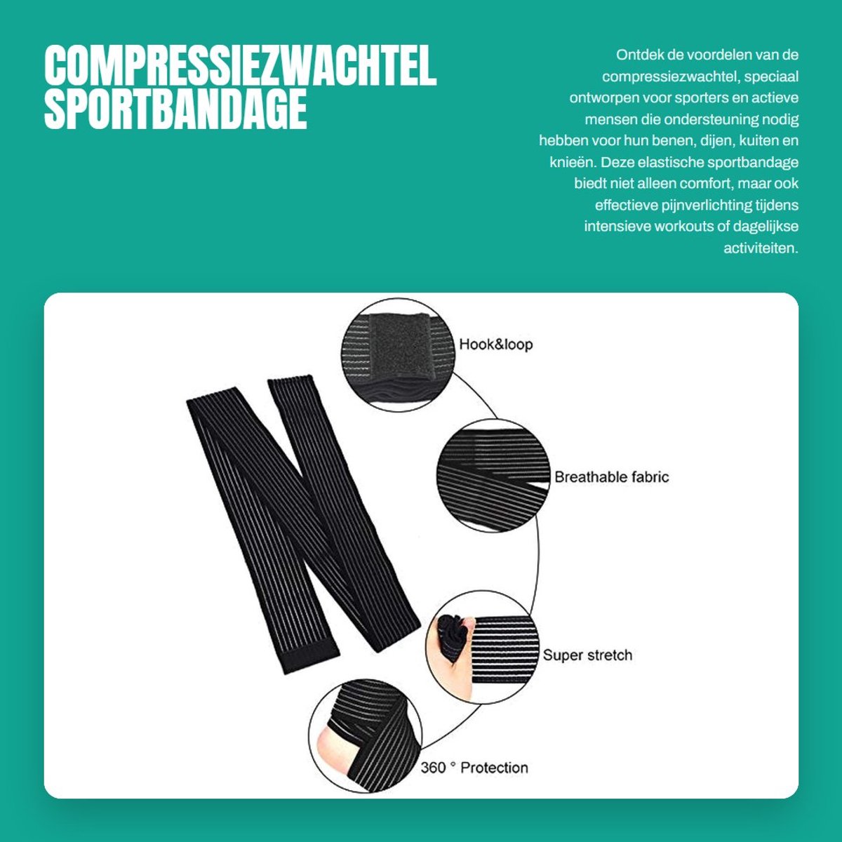 Dailygoods- Compressiezwachtel hoge elasticiteit - Kniebescherming