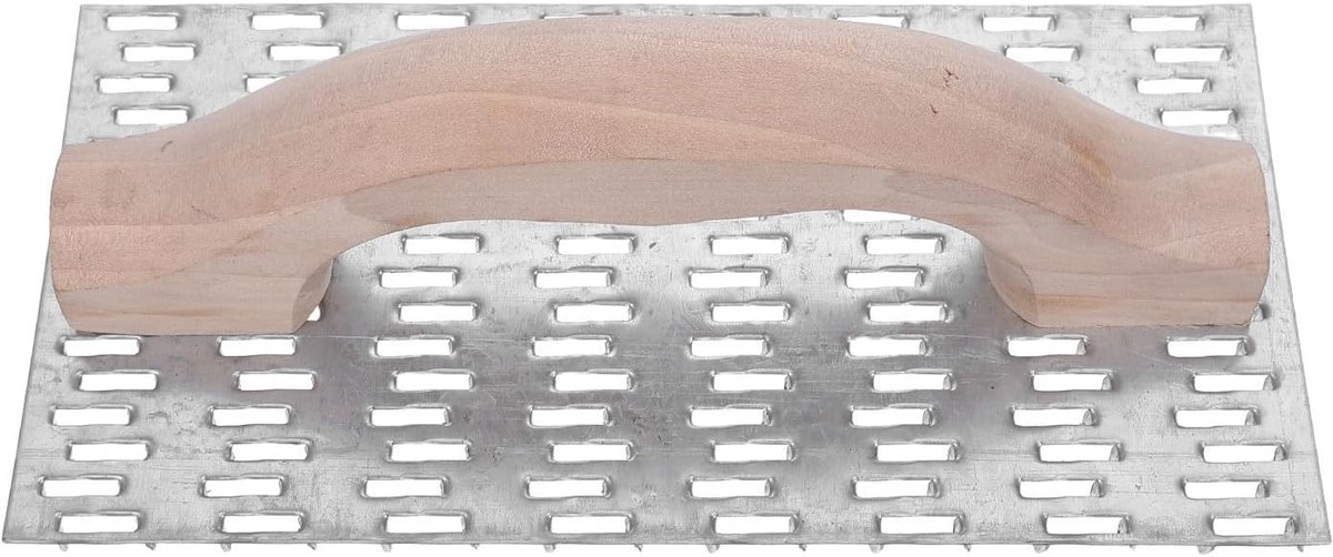 Stalen Rasp - Plamuurmes Troffel - Pleisterwerk Afwerken - Ergonomisch Houten Handvat - 20 x 10 cm - Zilver