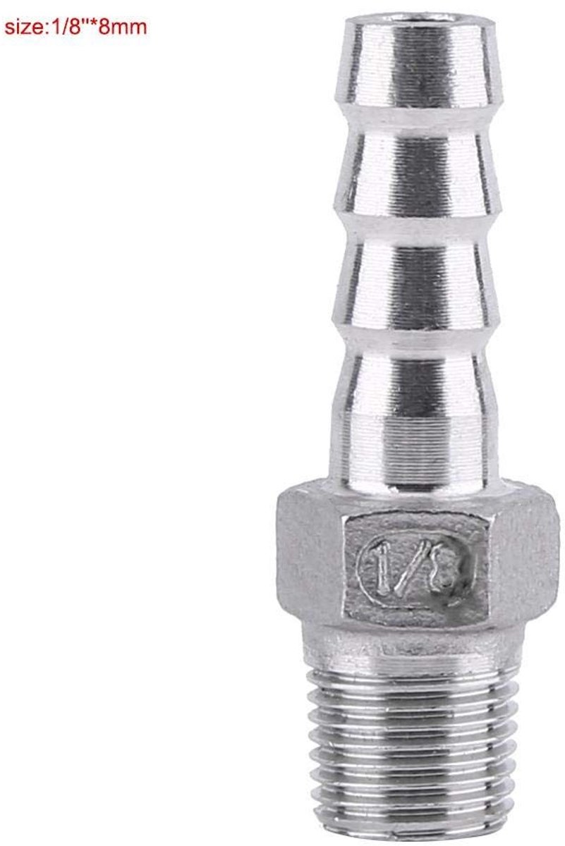 Dailygoods- Buisfitting Roestvrij Staal 304 - Male Draad - BSP - Slangverbinder - Antiroest - Verstelbaar - Voor Water/Gas/Liquid - Slangfitting