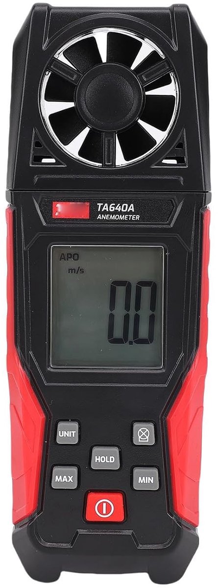 Digitale Windmeter - Windsnelheidsmeter Temperatuurmeter - Buitenactiviteiten Meten - Met Data Hold - 0.1 Tot 30 m/s - Zwart