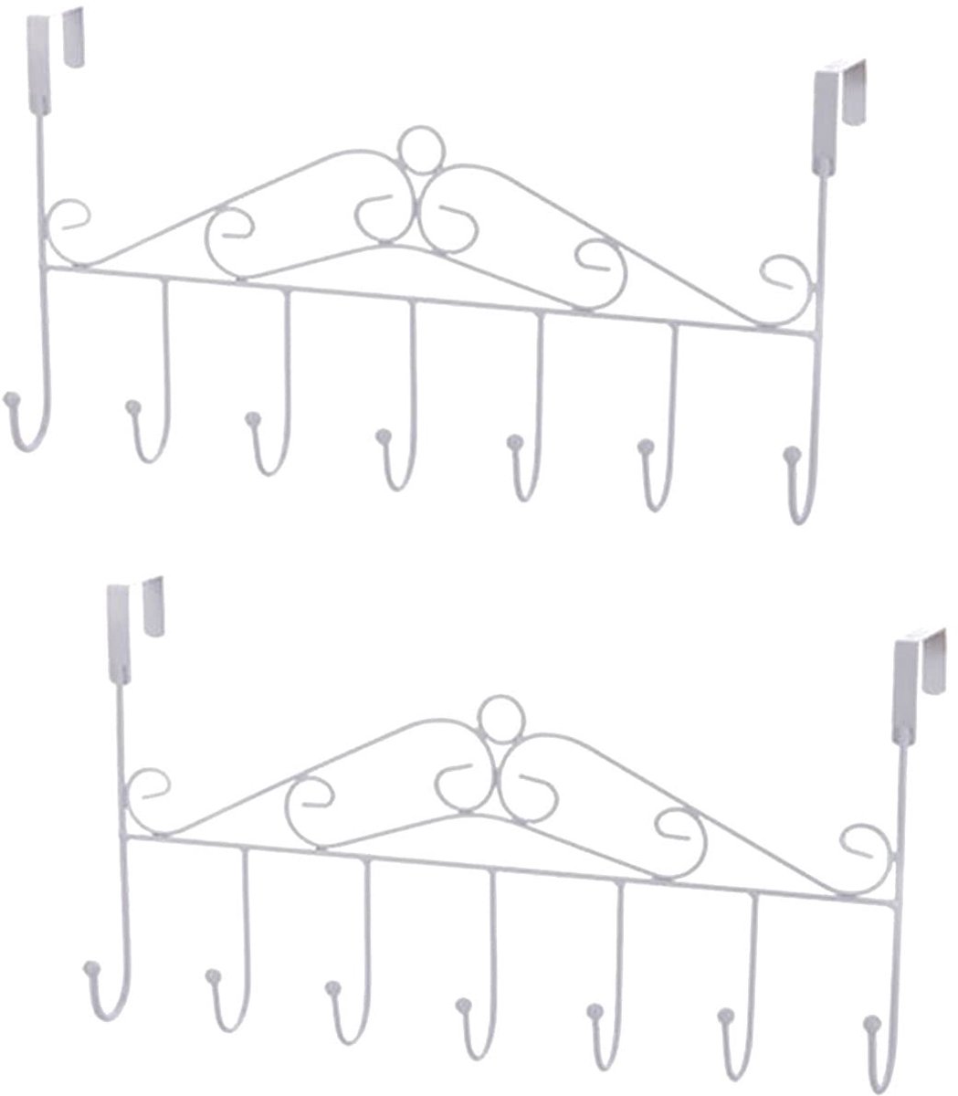 Dailygoods- Deurkapstokken Set van 2 - Metalen Kledinghaken - 7 Haken - Ruimtebesparende Opslag - Geschikt voor Deuren tot 47 mm - Robuuste Constructie - Deurgarderobe