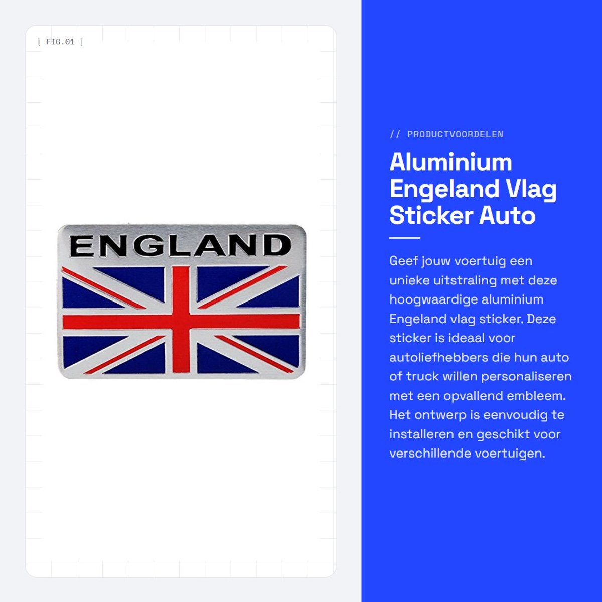 Dailygoods- Vlag Sticker Aluminium - Embleem - Autosticker - Universeel - 3 Stuks - Eenvoudige Installatie - Autodecal
