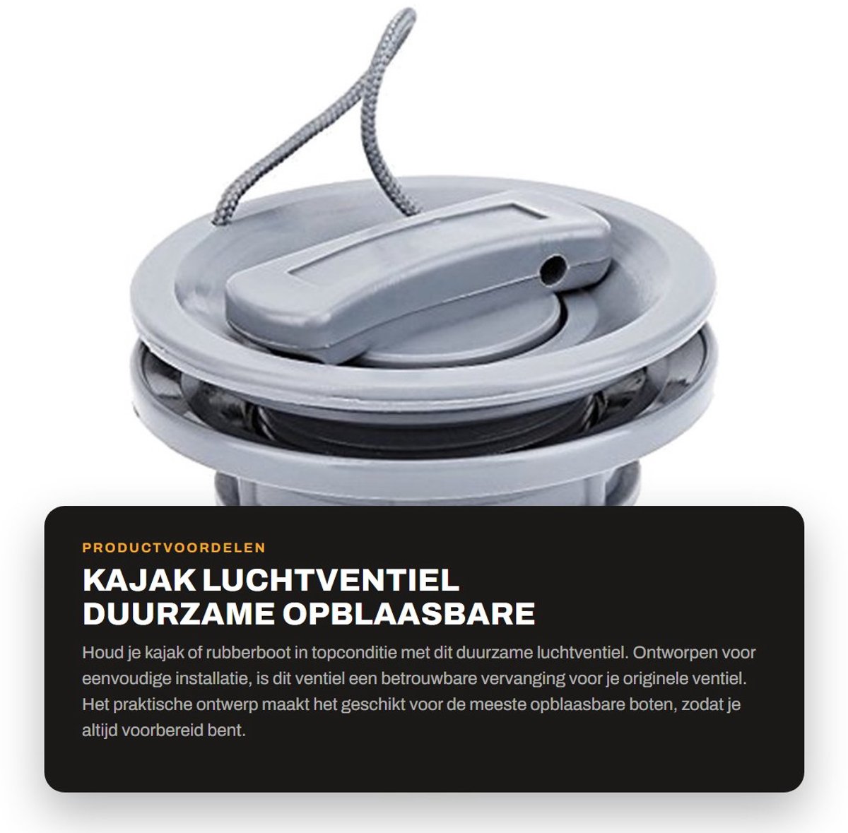 Dailygoods- Opblaasbaar Ventiel Eenvoudige Installatie - Bootventiel - Kajakventiel - Rubberboot Accessoire - Corrosiebestendig - Hoogwaardig PVC