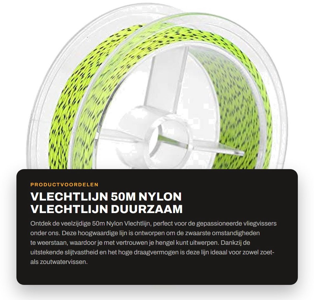Dailygoods- Vliegenvislijn 50m - Slijtvast Nylon - Gevoeligheid - Zout/Zoet Water - 100% Vlechtlijn - Stevige Structuur - Visslijn