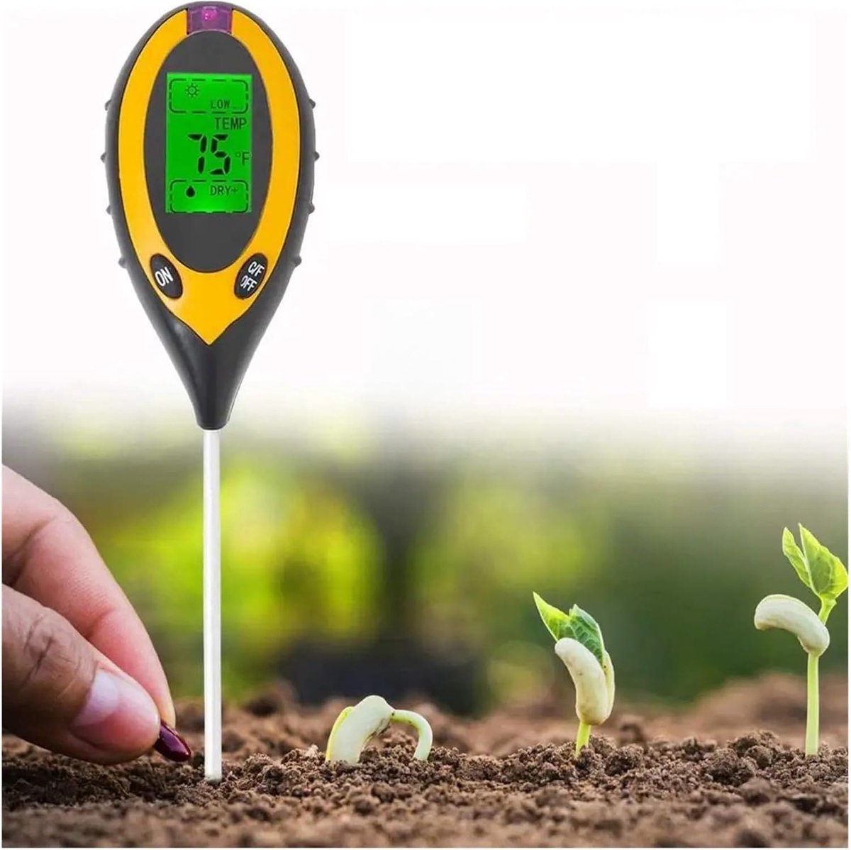 Bodem Tester - Vochtmeter pH Meter - Planten Verzorgen - 4-in-1 Functionaliteit - 7 inch Sonde - Zwart