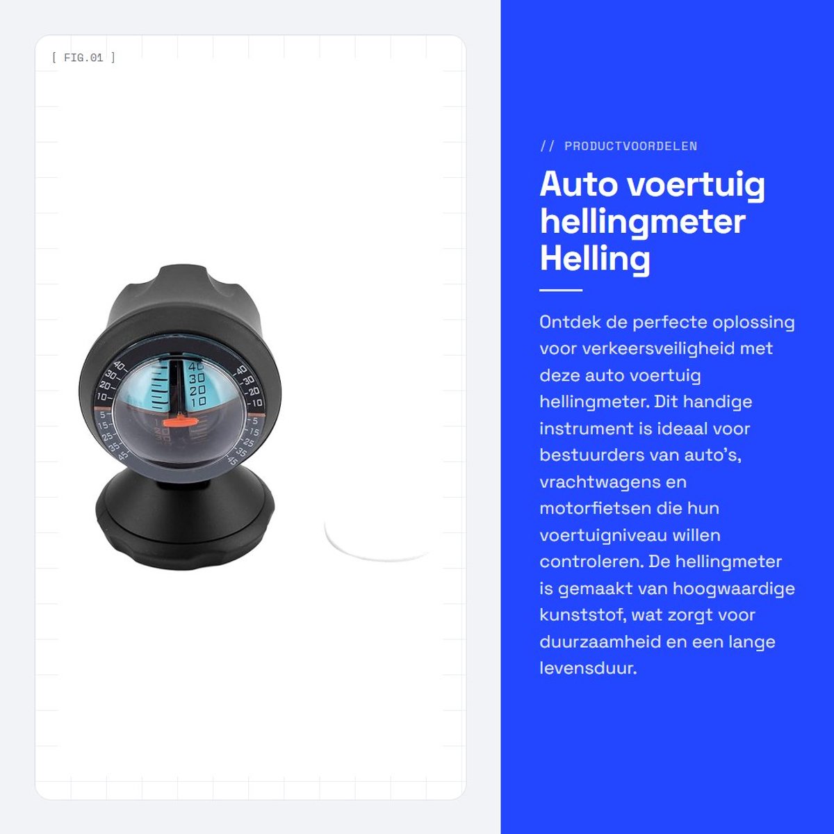 Dailygoody - Auto voertuig hellingmeter - Helling indicator - 360 graden rotatie - Zwart - Verkeersveiligheid instrument - Geschikt voor auto boot fie