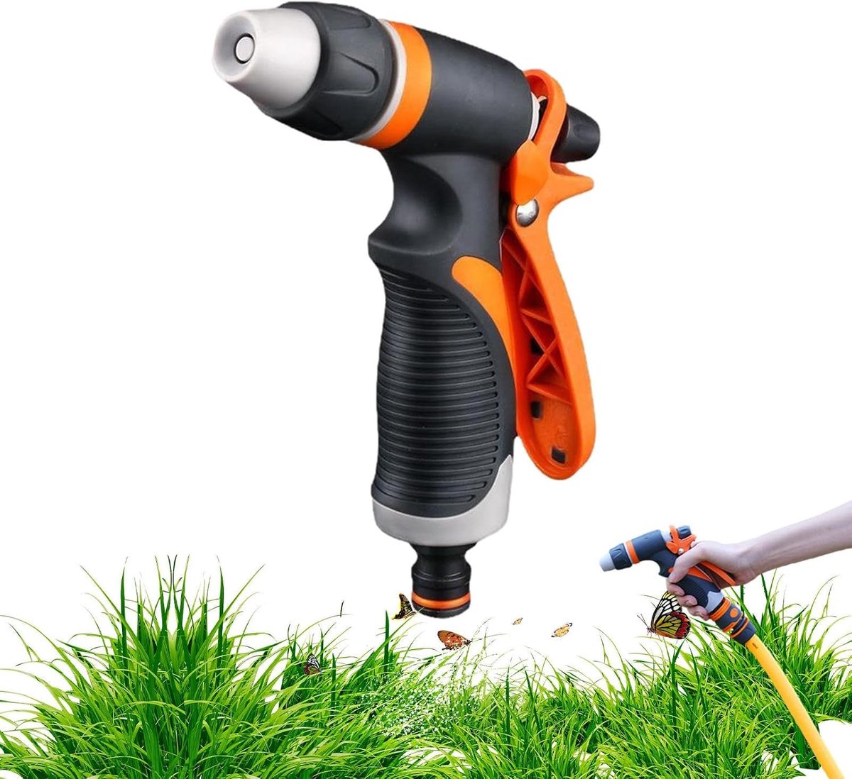 Hogedruk Sproeier - Verstelbaar Mondstuk - Tuinonderhoud - Ergonomisch Ontwerp - 18.7 cm - Zwart