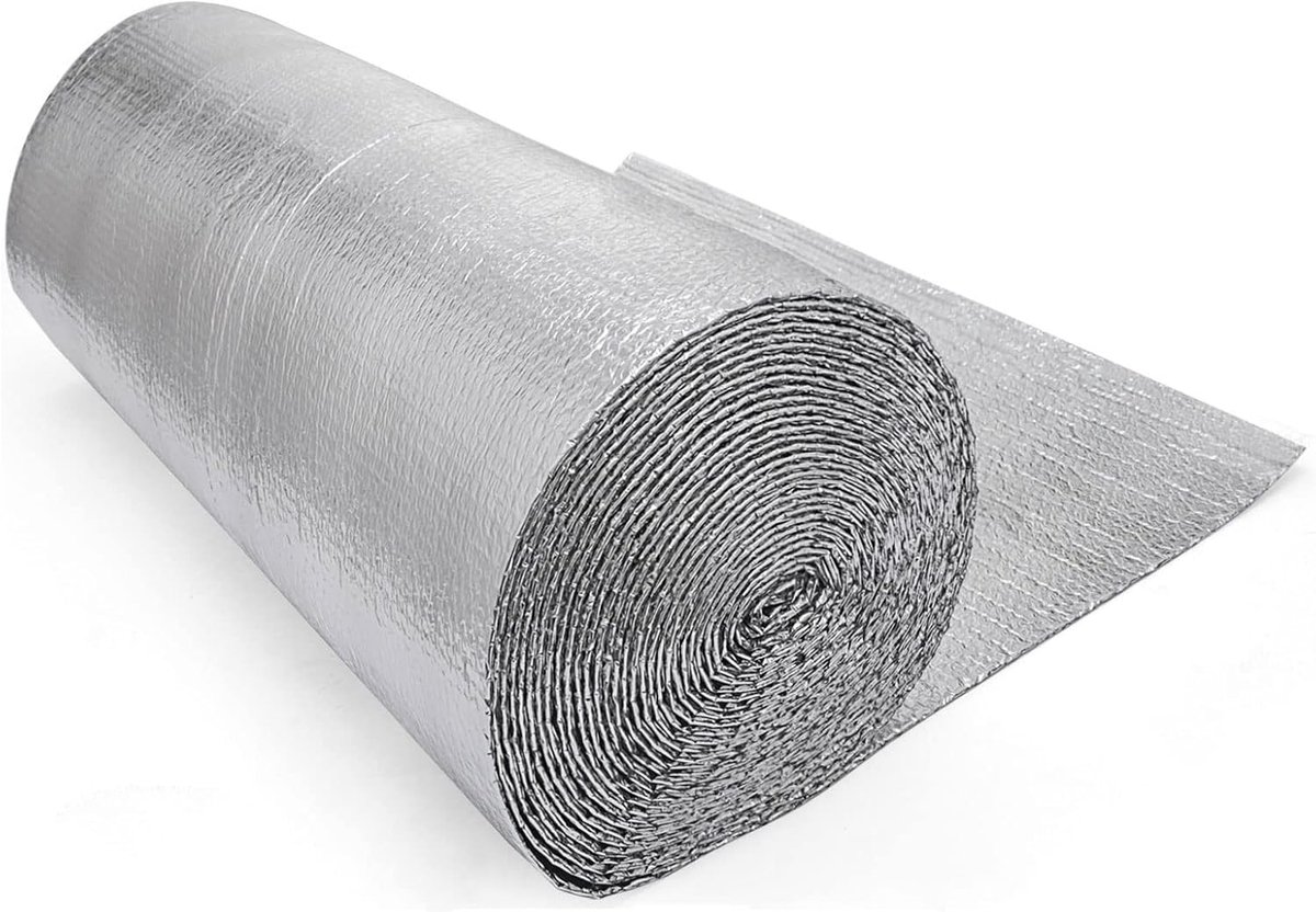 Isolatie Folie - Warmte Reflectie - Energie Besparen - Dubbele Aluminium Laag - Rol - Zilver
