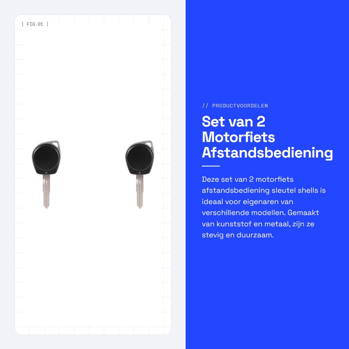 Dailygoods - Set van 2 Motorfiets Afstandsbediening Sleutel Shells, Geschikt voor Diverse Modellen
