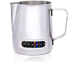 Dailygoods- Melkopschuimkan Roestvrij Staal - Temperatuurdisplay - Opschuim Kannetje - Koffiepatroon - 350ML - 128x93x111mm - Opschuimkan