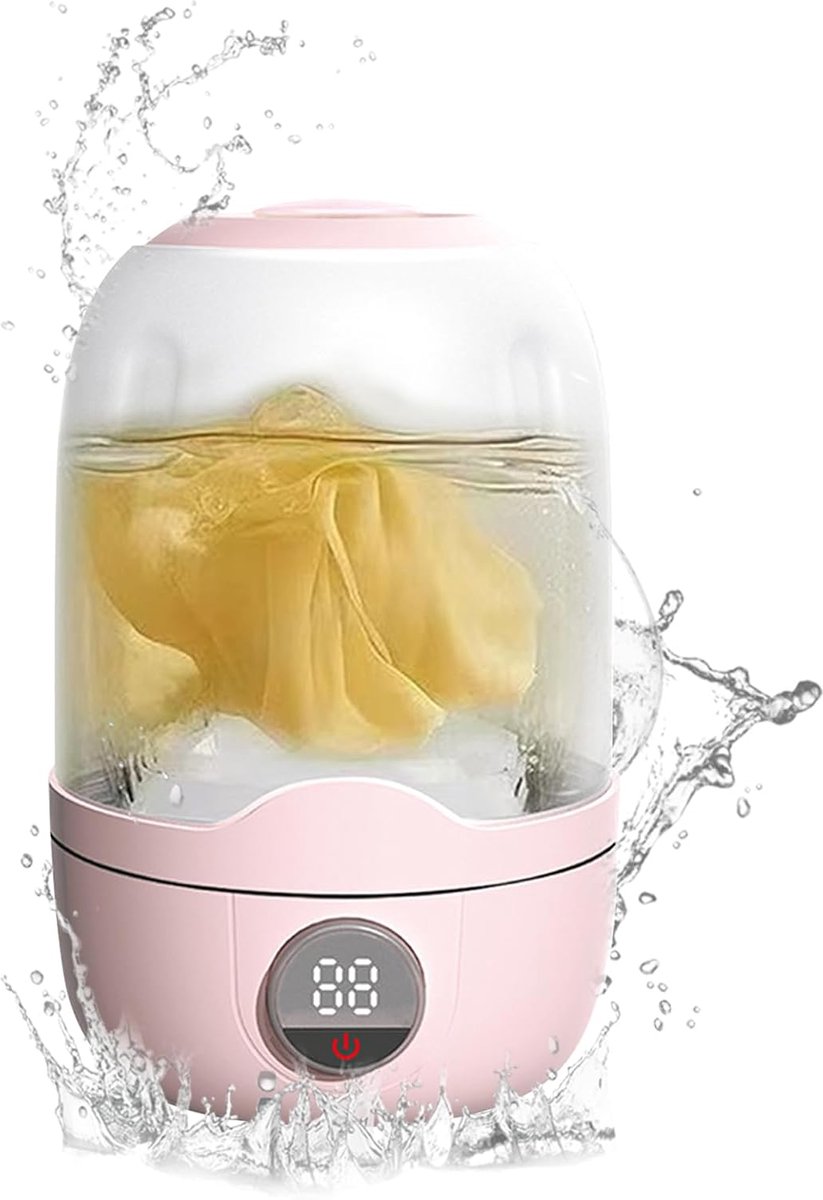 Mini Was Trommel Draagbare Wasmachine Kleine Kleding Wassen Stille Geluidsarme Werking 1.1 Liter Capaciteit Roze