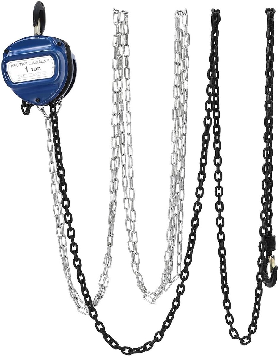 Elektrische takels - Kettinglier Krachtlier - Zwaar werk tillen - 2 roterende haken - 1000 kg capaciteit - Blauw