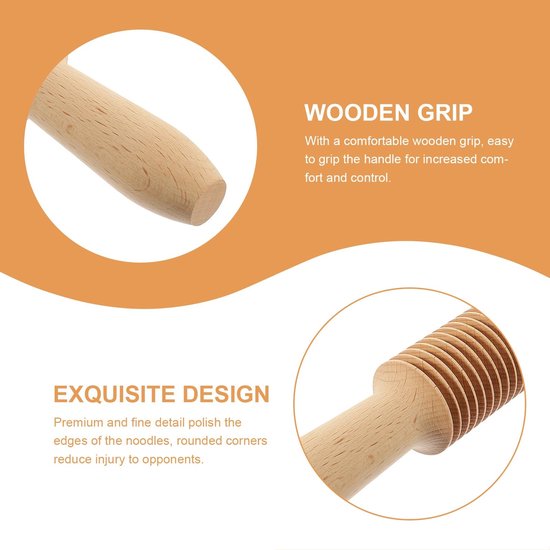 Cosensi - Rolling pin - Spaghetti roll - Perfect voor pasta en deeg - Houten structuur - Handgemaakt - Ideaal voor bakkers - 33 cm van Merkloos — afbeelding 4