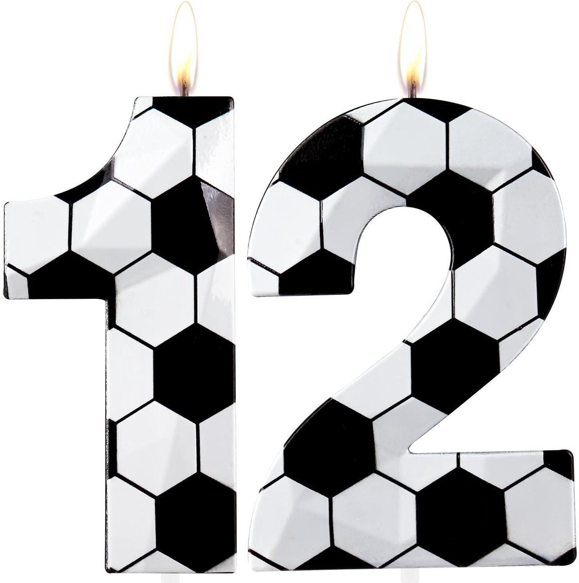 Dailygoods- Verjaardagskaarsen Voetbal Thema - 12e Verjaardag Kaarsen - Taartdecoratie - 3D Diamant Ontwerp - Eenvoudig te gebruiken - Feest Benodigdheden - Taarttopper