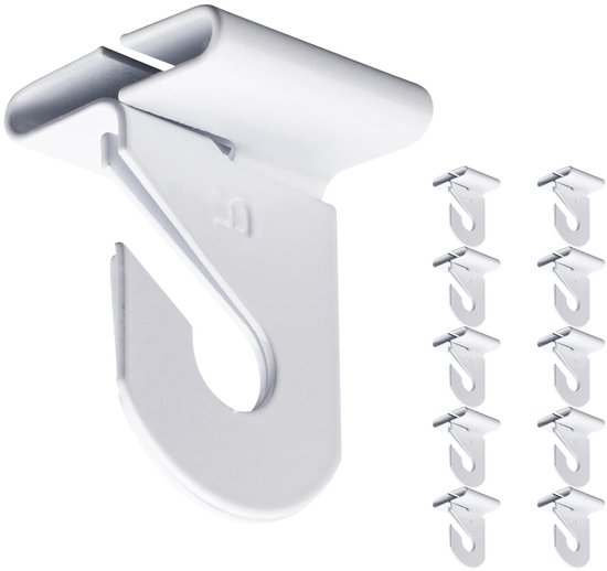 Allecto - Drop Ceiling Hooks - Plafondhaken - Wit - Hangdecoraties - Ideaal voor planten en lampen - 10 paar haken van Merkloos — afbeelding 5