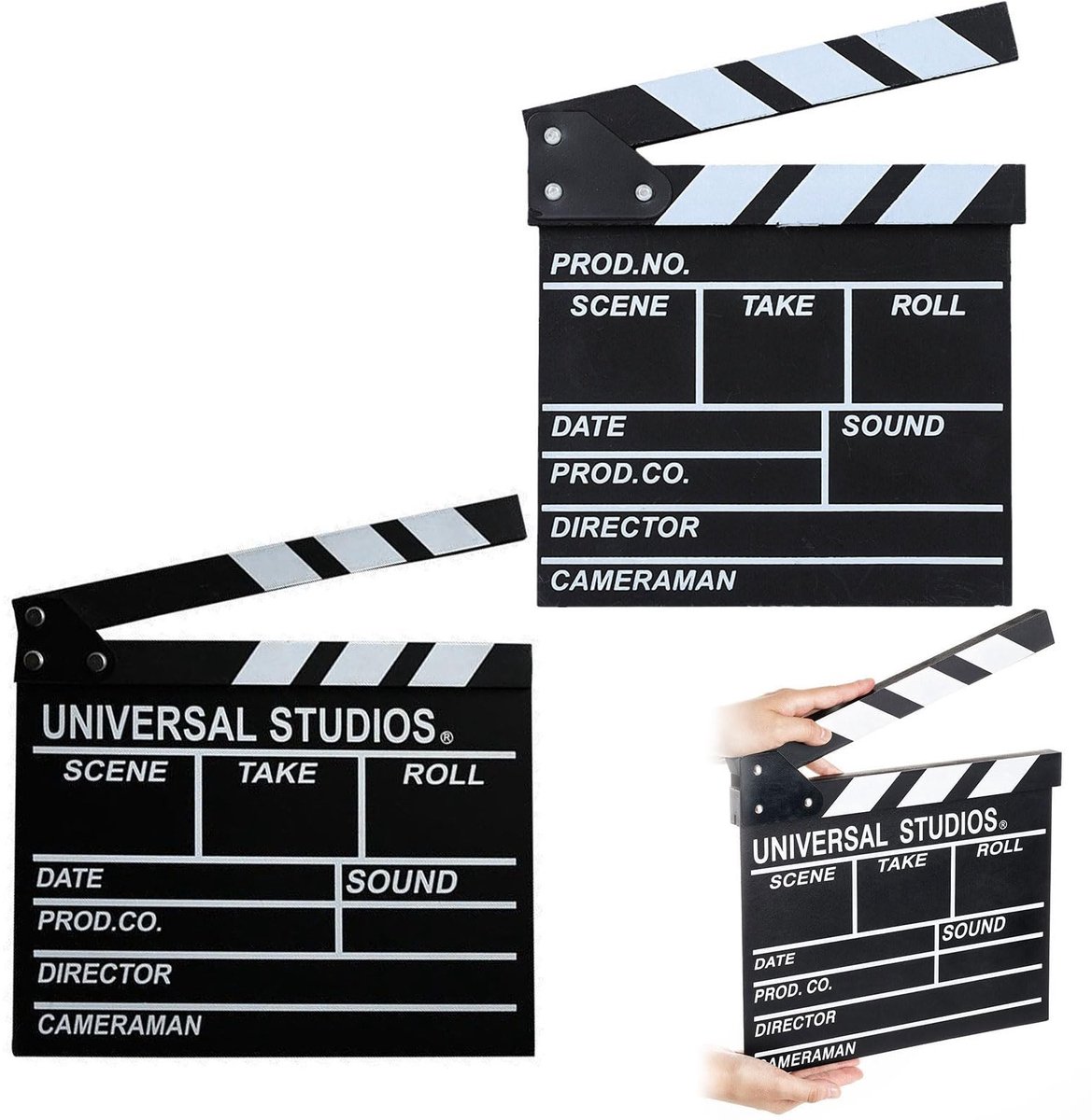Dailygoods- Klapbord 20x20cm - Filmklep/Synchronisatieklep - Beschrijfbaar - Houten - 2 Stuks - Afwasbaar met doeken - Filmklap