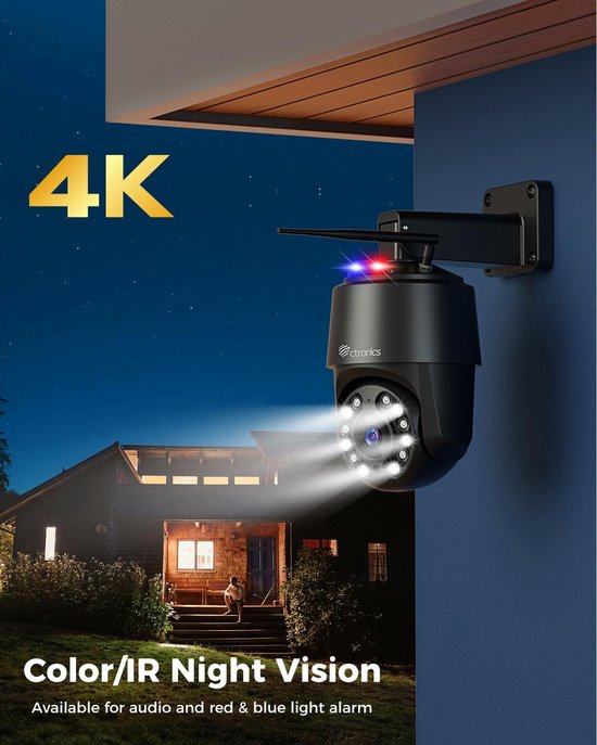 8MP 4K Buitenbeveiligingscamera WiFi Dual-Band PTZ met Persoons- en Voertuigdetectie — afbeelding 3