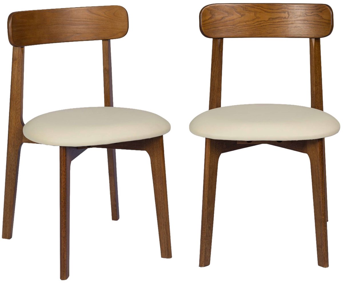 sweeek - Set van 2 vintage stoelen van rubberhout en kunstleer - victoire