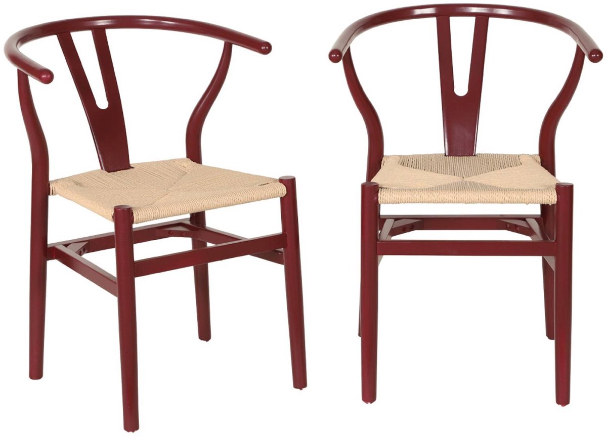 sweeek - Set van 2 stoelen van hout met touw vintage - cecile