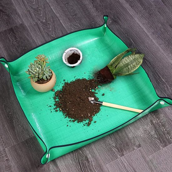Dailygoods- Plantenverpotmat Waterdicht - Opvouwbaar Tuintapijt - Binnen/Buiten Gebruik - 27" x 27" - Vuilbestendig Materiaal - Gemakkelijk Schoon te Maken - Tuinmat van Dailygoods — afbeelding 5
