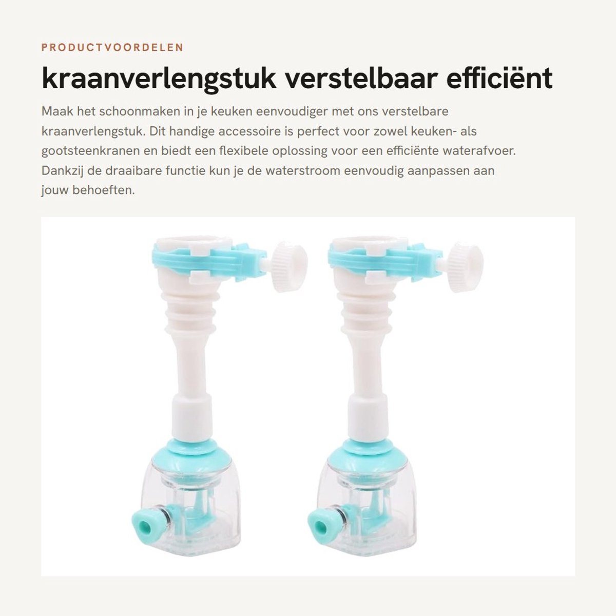 Dailygoods- Kraanverlengstuk Verstelbaar 12,5 cm - 2 Stuks - PVC - Waterafvoer - Ronde Uitloop 15-23 mm - Duurzaam en Corrosiebestendig - Kraanslang