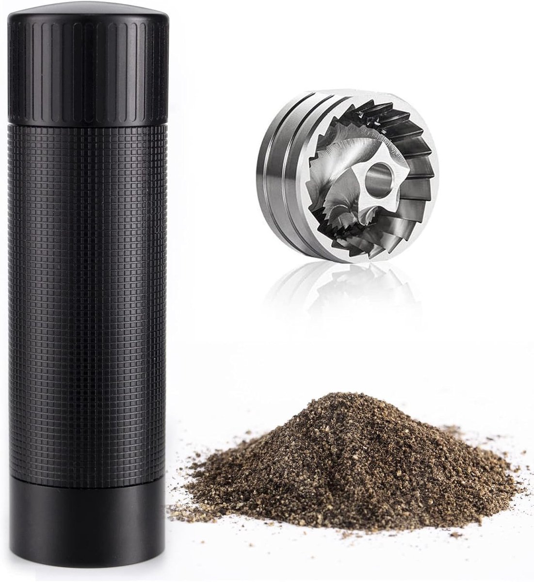 Dailygoods- Pepermolen Professionele Kwaliteit - Aluminium - Antislip Grip - Roestvrij Stalen Grinder - Instelbare Grofheid - Navulbaar 50g - Kruidenmolen