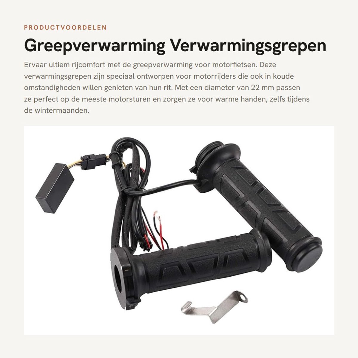 Dailygoods - Greepverwarming - Verwarmingsgrepen motorfiets - Elektrische handgrepen voor warme handen - 22 mm - Comfortabel rijden in de kou - Geschi...