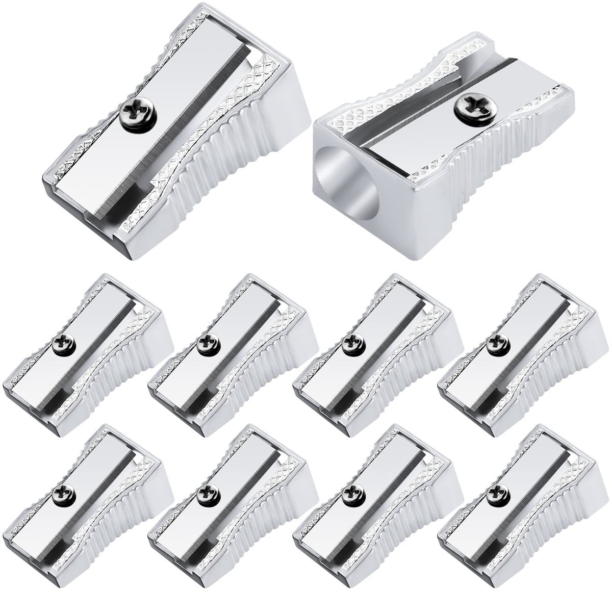 Dailygoods - Dailygoody - Aluminium Potloodslijper - Handheld Slijper - Mini Formaat - Potlood Slijper voor Volwassenen en Kids - 10 Stuks - Geschikt voor Sch