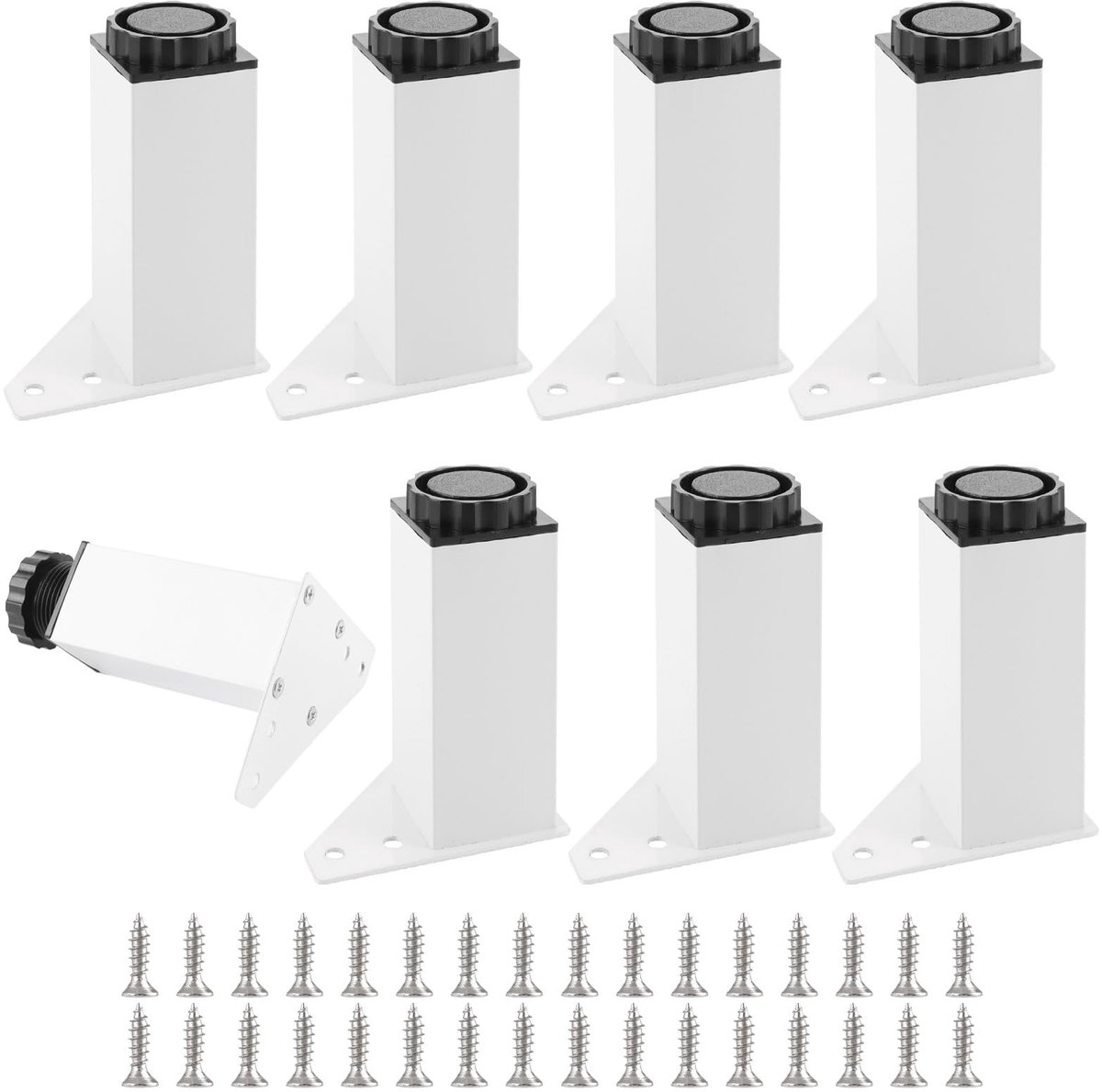 Dailygoods- Meubelpoten Verstelbaar - Set van 8 - Hoogte 100/115 mm - Metalen Kastpoten - Vierkant Profiel 40 x 40 mm - Duurzaam en Robuust
