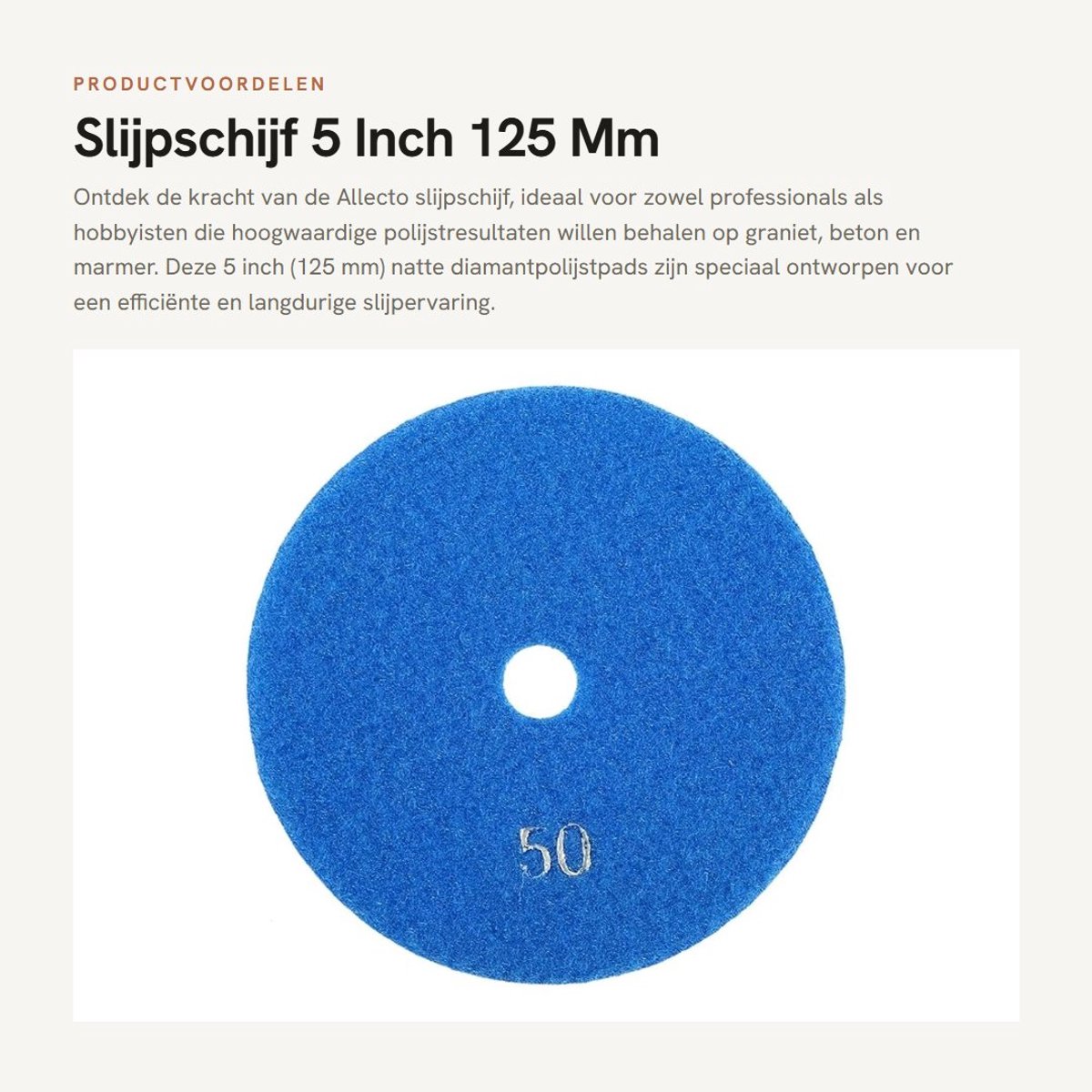 Dailygoods- Slijpschijf 125 mm - Natte Diamantpolijstpads - Slijpschijven voor Graniet/Beton/Marmer - Sterke Slijpkracht - Snel Polijsten - Langdurig Gebruik - Polijstpad
