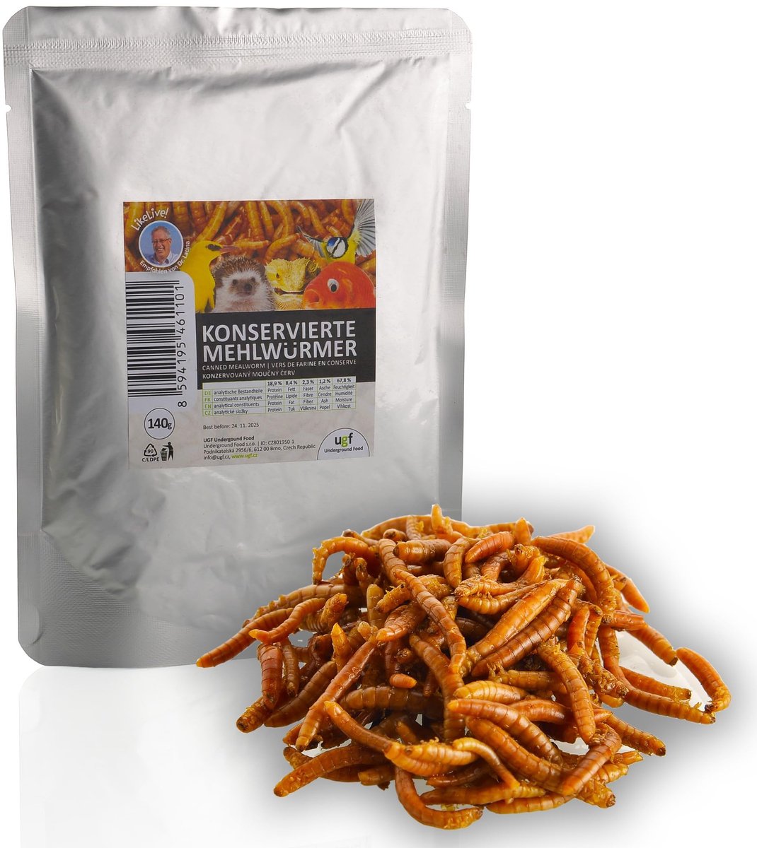 Dailygoods- Meelwormen 140 g - Gedroogd - Insectensnacks voor vogels/hamsters/egels - Eiwit 51% - Zonder conserveringsmiddelen/kleurstoffen - Voedzame traktatie