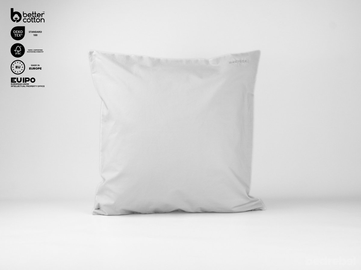 Bedrebel - Kussensloop - 100% katoen percale - grijs - Misty grey - ritssluiting - 50x60 cm