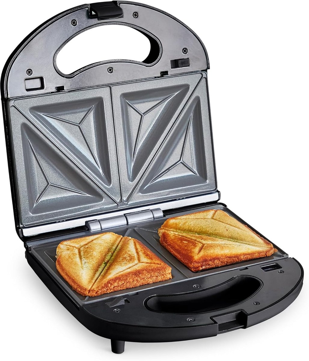 Broodjesmachine - Tosti Grill - Snacks Maken - Gezonde Antiaanbaklaag - Compact - Zwart