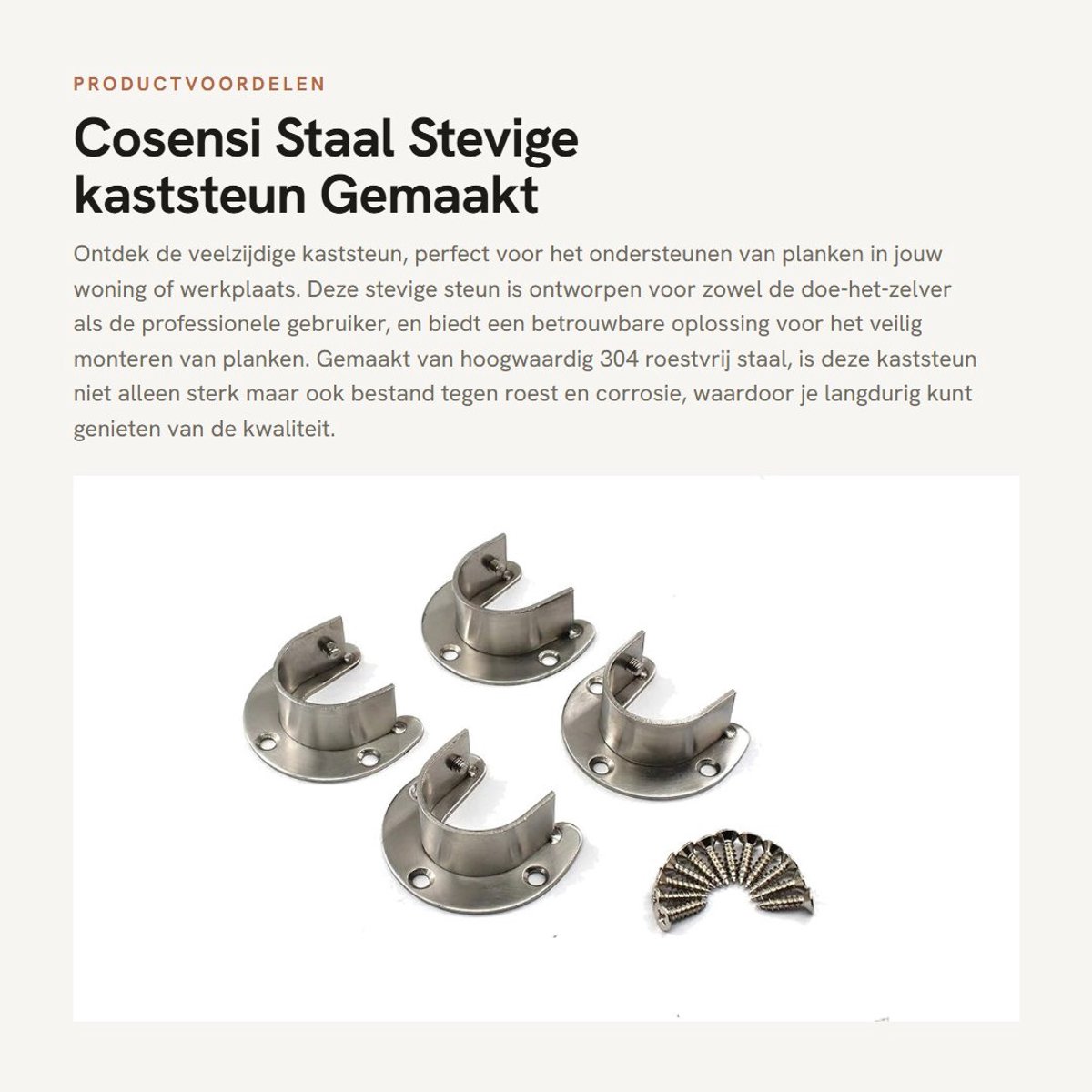 Dailygoods- Kaststeun - Roestvrij Staal - U-vormige Beugel - D22 - Set van 4 - Waterdicht - Eenvoudige Installatie
