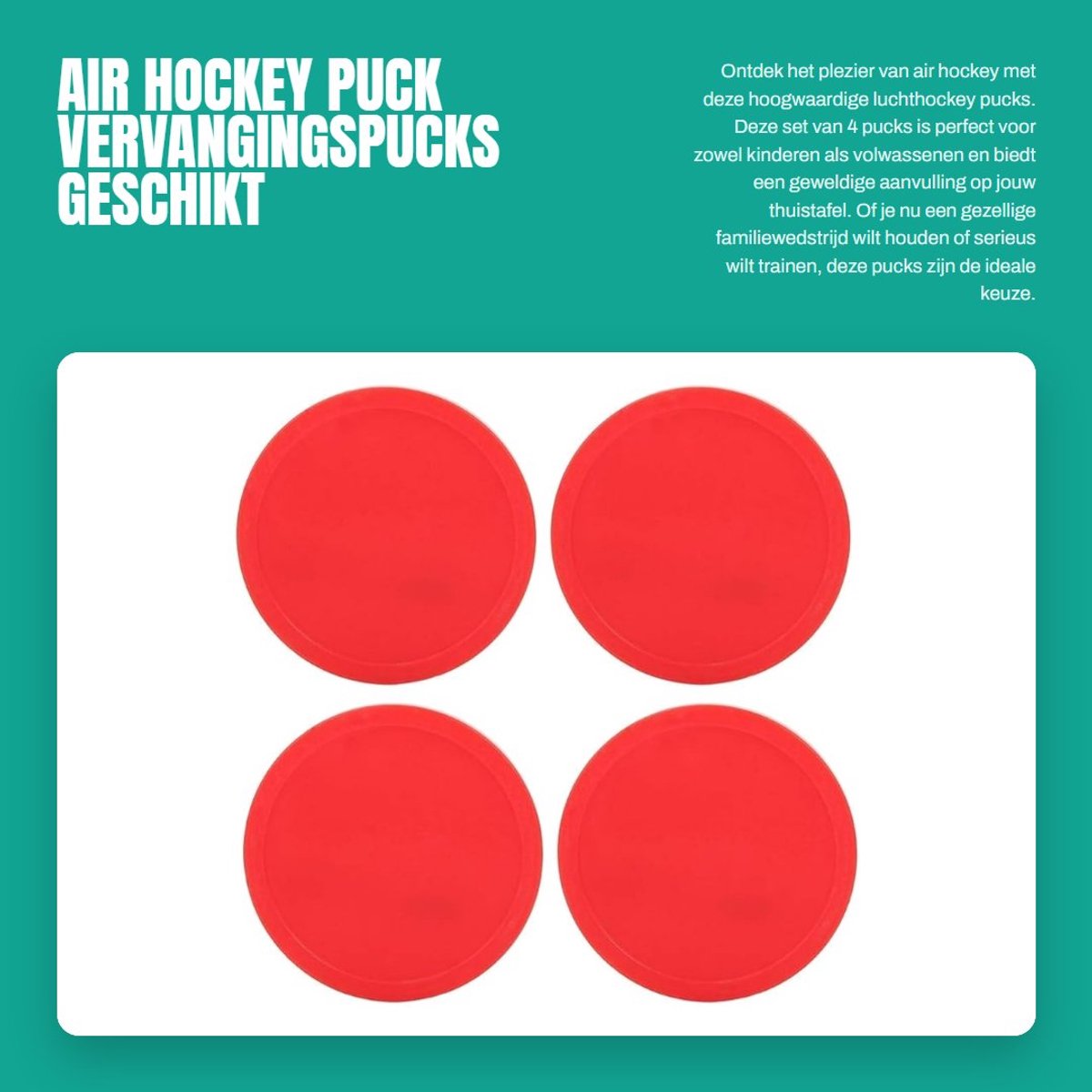 Dailygoods- Air Hockey Puck - 4-stuk - Kunststof - Vervanging voor Tafelhockey - Lichtgewicht - Duurzaam - Geschikt voor Thuisgebruik - Hockeyschijf