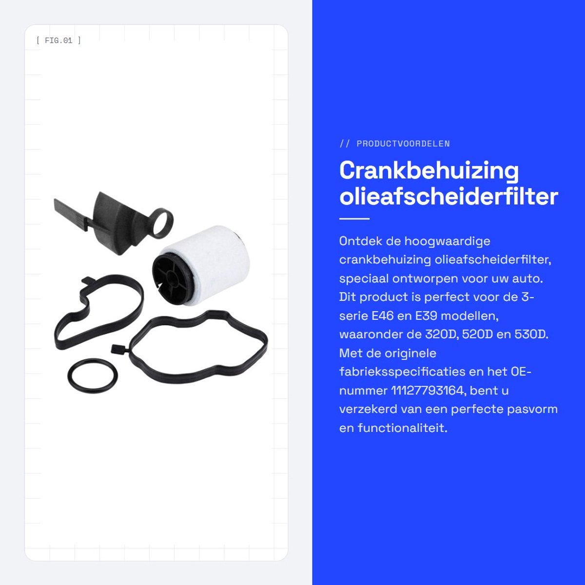 Dailygoods- Olieafscheiderfilter Hoogwaardige Kwaliteit - Ventilatiefilter - Rubberafdichting - Geschikt voor 3-Serie E46 320D E39 520D 530D - OE-Nummer 11127793164 - Zwart Plastic - Oliefilter