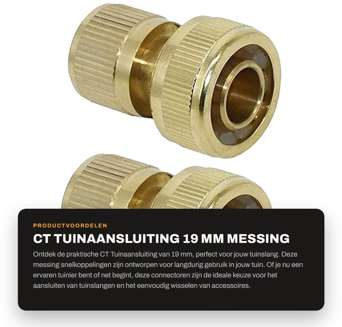 Dailygoods- Tuinaansluiting 19 mm - Messing Snelkoppelingen - Tuinslang Connector - Duurzaam en Waterdicht - Eenvoudige Installatie - 2 Stuks - Slangaansluiting